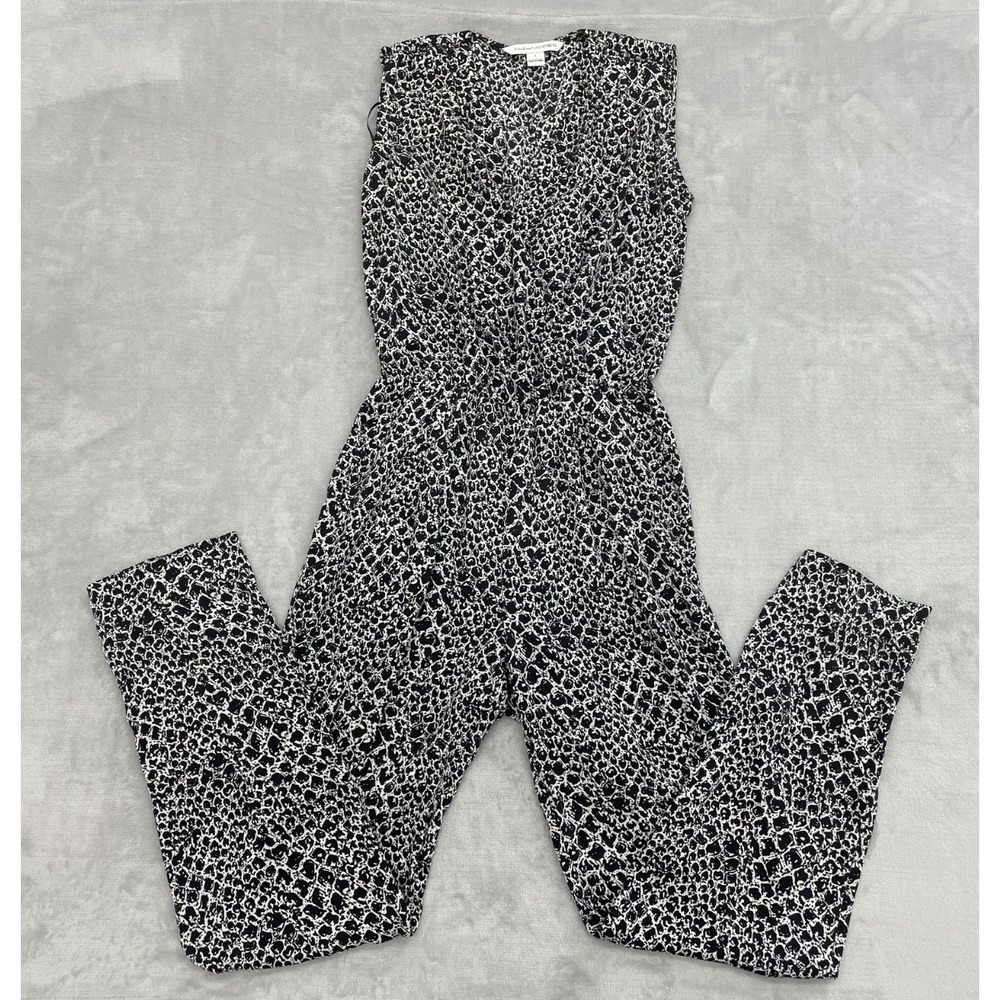 Diane von Furstenberg Rawena Jumpsuit Women 4 Black White Snakeskin Silk Blend